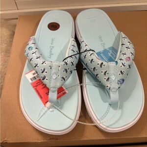 Vera Bradley Light Blue Printed Padded Thong Sandals